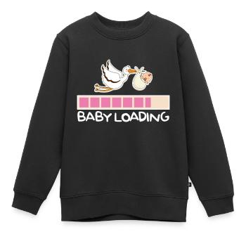 Chargement de bébé Cigogne Grossesse Ventre de bébé - Sweat Premium enfant bio - noir - Devant - AI Model Kid Female (0cm)