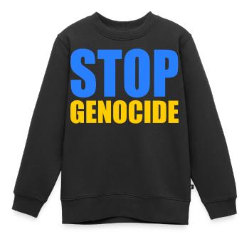 Stop genocide - Sweat Premium enfant bio - noir - Devant - AI Model Kid Female (0cm)