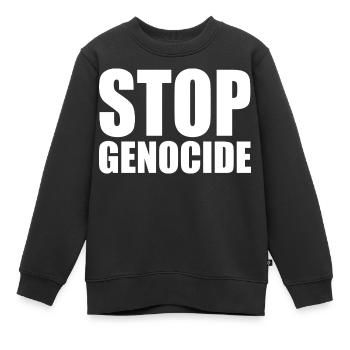 Stop genocide - Sweat Premium enfant bio - noir - Devant - AI Model Kid Female (0cm)