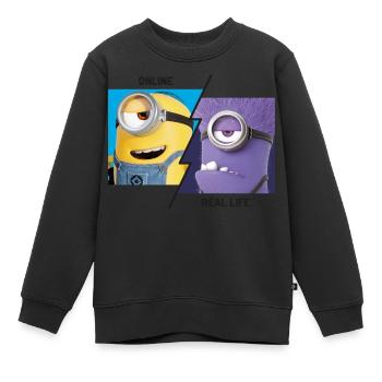 Minions Stuart Online Vs. Real Life - Kinder Premium Organic Sweatshirt - Schwarz - Vorne - AI Model Kid Female (0cm)