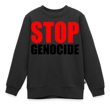 Stop genocide - Sweat Premium enfant bio - noir - Devant - AI Model Kid Female (0cm)