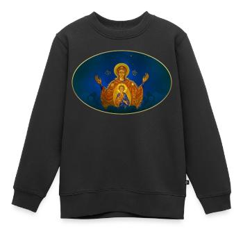 ICONOGRAPHIE ORTHODOXE - Sweat Premium enfant bio - noir - Devant - AI Model Kid Female (0cm)