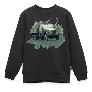 Camion à plateau IFA G 5 - Sweat Premium enfant bio - noir - Devant - AI Model Kid Female (0cm)