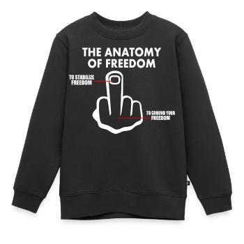 freiheit - Kinder Premium Organic Sweatshirt - Schwarz - Vorne - AI Model Kid Female (0cm)