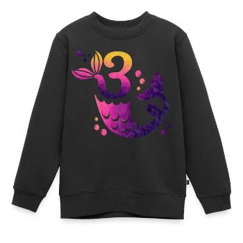 3 Sirène d’anniversaire - Sweat Premium enfant bio - noir - Devant - AI Model Kid Female (0cm)