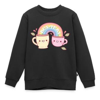 Tasses à thé mignonnes Bes Thés Besties Jeu de mots Arc-en-ciel - Sweat Premium enfant bio - noir - Devant - AI Model Kid Female (0cm)