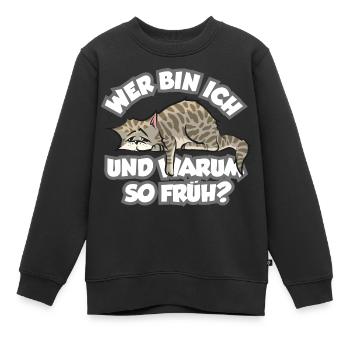 Niedliche Langschläfer Katze mit lustigem Spruch - Kinder Premium Organic Sweatshirt - Schwarz - Vorne - AI Model Kid Female (0cm)