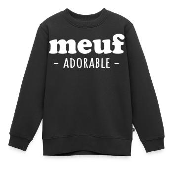 Meuf femme fille adorable - Sweat Premium enfant bio - noir - Devant - AI Model Kid Female (0cm)