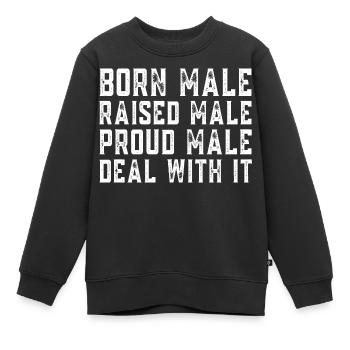 Homme né mâle élevé - Sweat Premium enfant bio - noir - Devant - AI Model Kid Female (0cm)