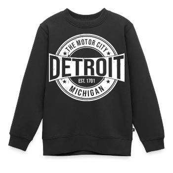 Detroit - Sweat Premium enfant bio - noir - Devant - AI Model Kid Female (0cm)