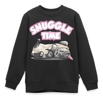 Kuschelzeit Katze süßes schlafendes Kätzchen Mieze - Kinder Premium Organic Sweatshirt - Schwarz - Vorne - AI Model Kid Female (0cm)