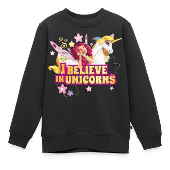 Mia et moi Onchao Et Mia Je Crois Aux Licornes - Sweat Premium enfant bio - noir - Devant - AI Model Kid Female (0cm)