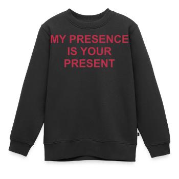 Meine Anwesenheit ist Ihre aktuelle Grafik - Kinder Premium Organic Sweatshirt - Schwarz - Vorne - AI Model Kid Female (0cm)