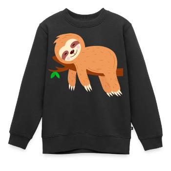 Paresseux sur arbre Refroidisseur extrême - Sweat Premium enfant bio - noir - Devant - AI Model Kid Female (0cm)