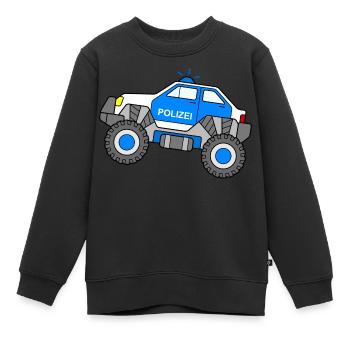 Monstertruck Polizei Kinder Polizeiauto Blaulicht - Kinder Premium Organic Sweatshirt - Schwarz - Vorne - AI Model Kid Female (0cm)