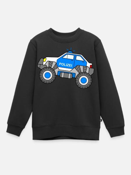 Monstertruck Polizei Kinder Polizeiauto Blaulicht - Kinder Premium Organic Sweatshirt - Schwarz