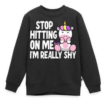 Arrêtez de me draguer, je suis timide - Sweat Premium enfant bio - noir - Devant - AI Model Kid Female (0cm)