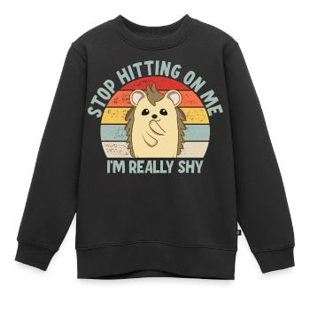 Arrêtez de me draguer, je suis timide - Sweat Premium enfant bio - noir - Devant - AI Model Kid Female (0cm)