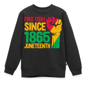 Juneteenth - Kids Premium Organic Sweatshirt - black - Front - AI Model Kid Female (0cm)