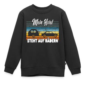 Mein Hotel steht auf Rädern - Wohnwagen Camping - Kinder Premium Organic Sweatshirt - Schwarz - Vorne - AI Model Kid Female (0cm)