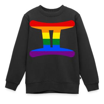 Sternzeichen Zwillinge LGBT - Kinder Premium Organic Sweatshirt - Schwarz - Vorne - AI Model Kid Female (0cm)