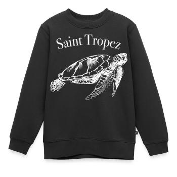 Saint Tropez Côte d ́Azur - Sweat Premium enfant bio - noir - Devant - AI Model Kid Female (0cm)