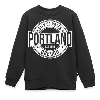 Portland - Sweat Premium enfant bio - noir - Devant - AI Model Kid Female (0cm)