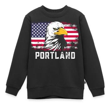 Portland - Sweat Premium enfant bio - noir - Devant - AI Model Kid Female (0cm)