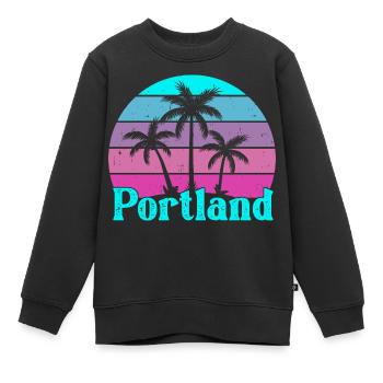 Portland - Sweat Premium enfant bio - noir - Devant - AI Model Kid Female (0cm)