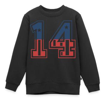 Nummer 14 USA - Kinder Premium Organic Sweatshirt - Schwarz - Vorne - AI Model Kid Female (0cm)