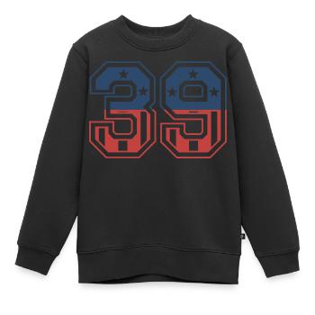 Nummer 39 USA - Kinder Premium Organic Sweatshirt - Schwarz - Vorne - AI Model Kid Female (0cm)