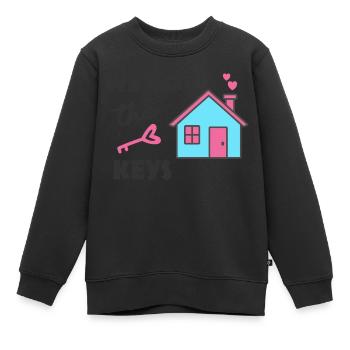 Preuve d’emménagement Nous avons reçu les clés - Sweat Premium enfant bio - noir - Devant - AI Model Kid Female (0cm)