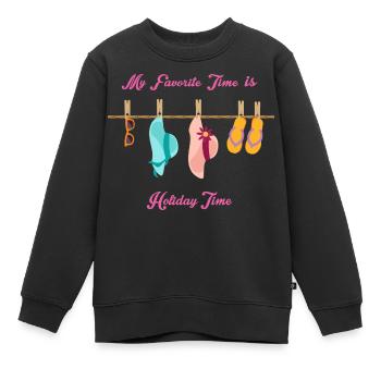 Meine Lieblings Zeit ist Ferien Zeit - Kinder Premium Organic Sweatshirt - Schwarz - Vorne - AI Model Kid Female (0cm)