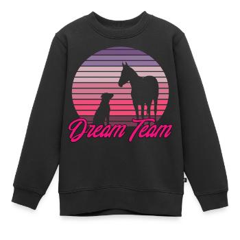 Dream Team Dog & Horse - Kids Premium Organic Sweatshirt - black - Front - AI Model Kid Female (0cm)