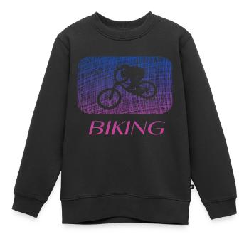 biking biken - Kinder Premium Organic Sweatshirt - Schwarz - Vorne - AI Model Kid Female (0cm)