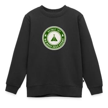 Home is where my tent is located - Kids Premium Organic Sweatshirt - black - Front - AI Model Kid Female (0cm)