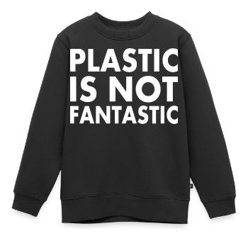 Plastic is not fantastic - Kids Premium Organic Sweatshirt - black - Front - AI Model Kid Female (0cm)