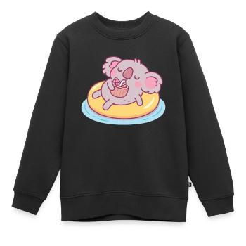 Cute Koala Chilling On Pool Float Summer - Kids Premium Organic Sweatshirt - black - Front - AI Model Kid Female (0cm)