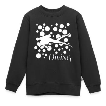 Taucher mit Luftblasen diving - Kinder Premium Organic Sweatshirt - Schwarz - Vorne - AI Model Kid Female (0cm)