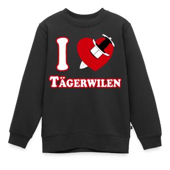 I Love Tägerwilen (weiss-rot mit Dolch durch Herz) - Kinder Premium Organic Sweatshirt - Schwarz - Vorne - AI Model Kid Female (0cm)