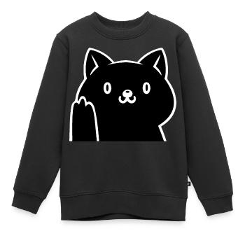 Chat noir adorable - Sweat Premium enfant bio - noir - Devant - AI Model Kid Female (0cm)