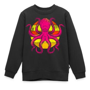 Bunter Oktopus Tintenfisch Kranken - Kinder Premium Organic Sweatshirt - Schwarz - Vorne - AI Model Kid Female (0cm)