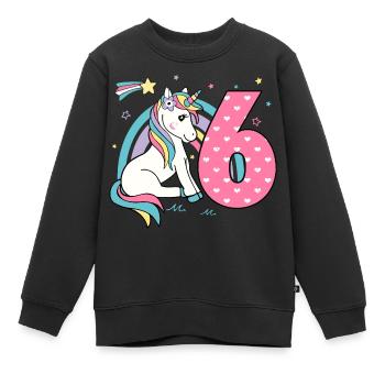 6. Geburtstag Sechster Geburtstag Einhorn Mädchen - Kinder Premium Organic Sweatshirt - Schwarz - Vorne - AI Model Kid Female (0cm)