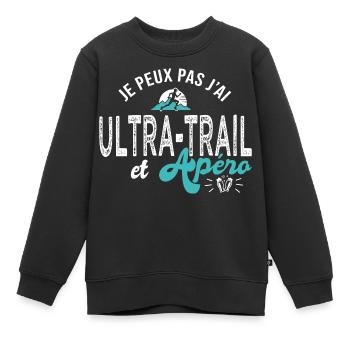 je peux pas j ai ultra trail cadeau cool traileur - Sweat Premium enfant bio - noir - Devant - AI Model Kid Female (0cm)