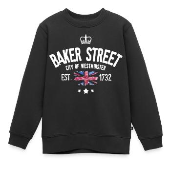 Baker street vintage - Sweat Premium enfant bio - noir - Devant - AI Model Kid Female (0cm)
