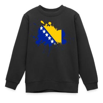 Bosnien Flagge Fleckendesign - Kinder Premium Organic Sweatshirt - Schwarz - Vorne - AI Model Kid Female (0cm)