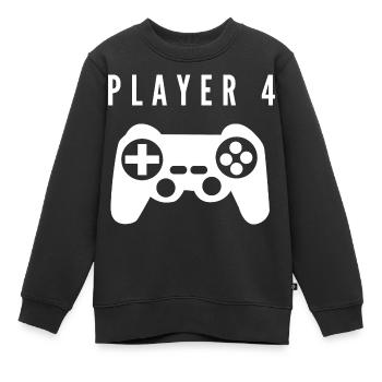 Player 4 child - Kinder Premium Organic Sweatshirt - Schwarz - Vorne - AI Model Kid Female (0cm)