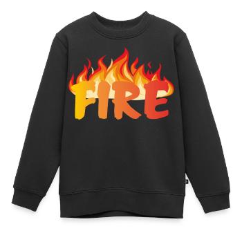 FIRE T-shirt "Fire & Ice" Collection - Sweat Premium enfant bio - noir - Devant - AI Model Kid Female (0cm)
