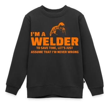 Schweißschweißer Metallbau Eisenarbeiter - Kinder Premium Organic Sweatshirt - Schwarz - Vorne - AI Model Kid Female (0cm)