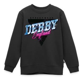 Derby Angleterre UK City Skyline Vintage Rétro - Sweat Premium enfant bio - noir - Devant - AI Model Kid Female (0cm)